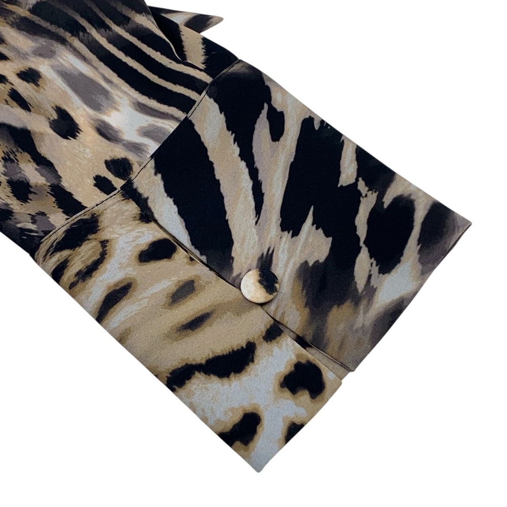 BLACK LABEL BY CHICOS Long Sleeve V-Neck Leopard Print Wrap Scarf‎ Blouse Size L - Picture 4 of 9